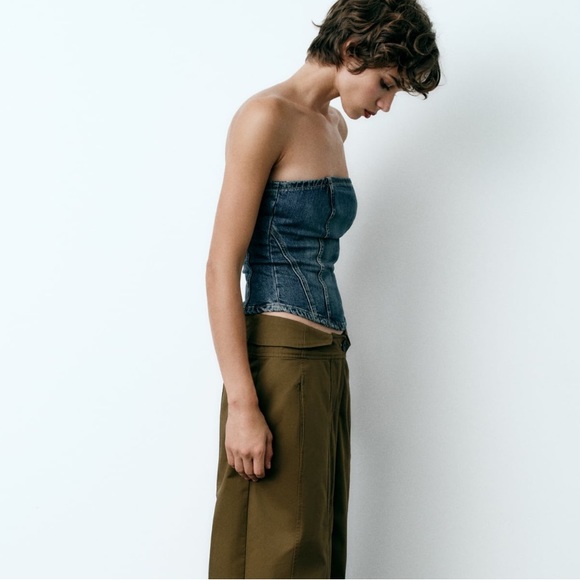 CORSET STYLE DENIM TOP TRF - Picture 6 of 11